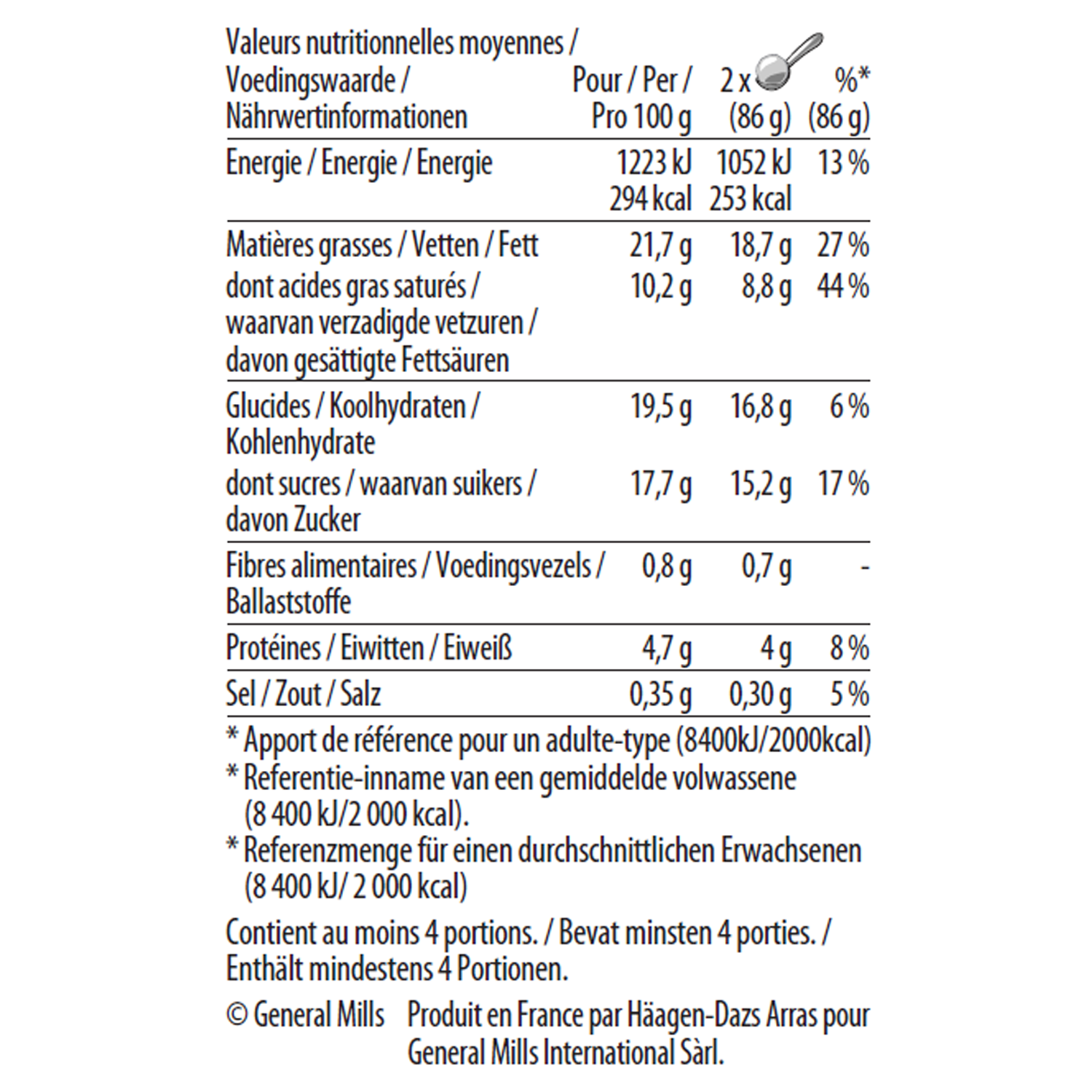vanilla pecan pint nutrition